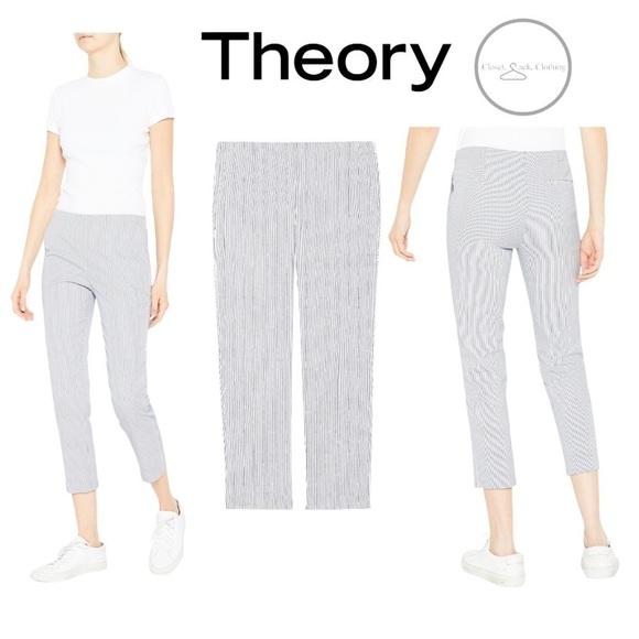 THEORY TREECA STRIPE CROP PANTS Size 6 - Picture 1 of 13